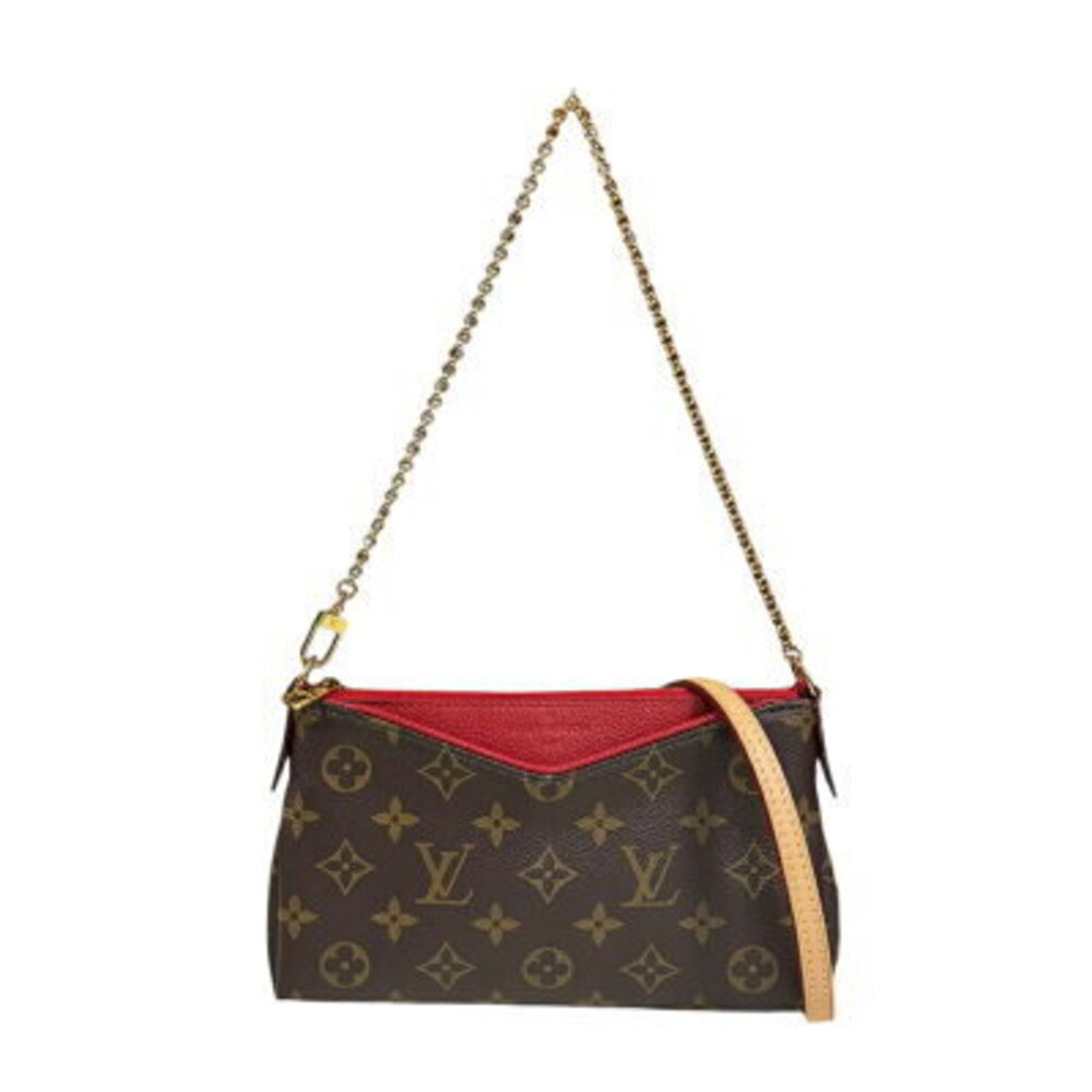Louis Vuitton Pallas Clutch Monogram Shoulder Bag Canvas Brown